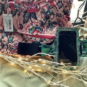Vera Bradley Glenna Satchel Stitched Flowers w/ FREE cell phone arm band.